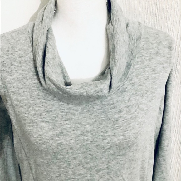 J.JILL Gray Pullover Turtle Neck/Cowl Skirted Sweatshirt Dress Side Pockets EUC - Picture 7 of 8